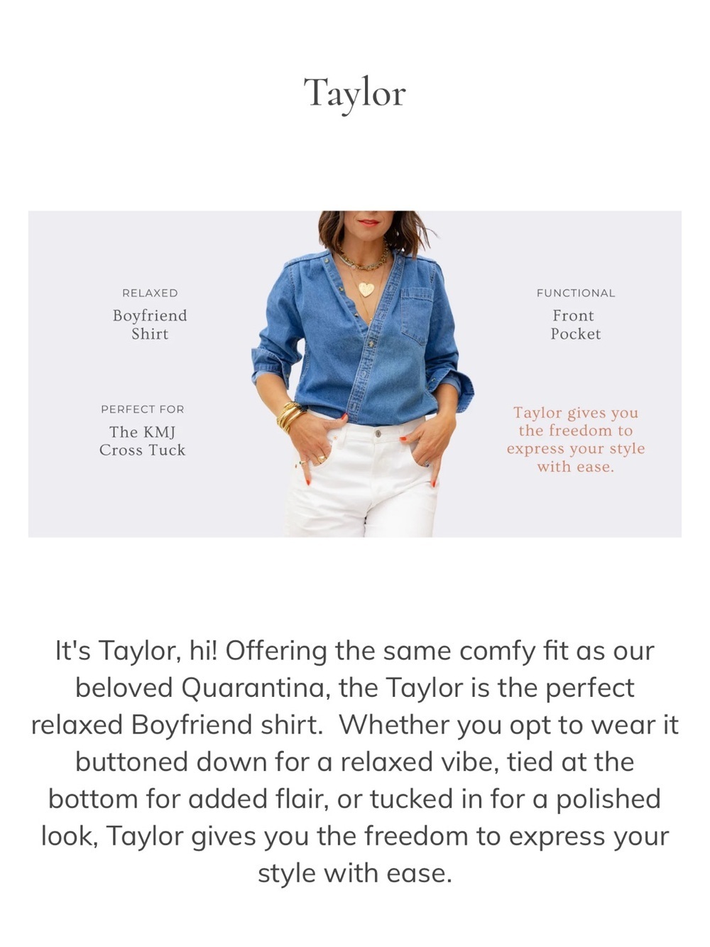 NWT KMJ Taylor Boyfriend Classic Shirt size Small Sold Out - Picture 3 of 10